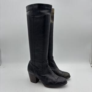 Frye Rory Scrunch Boot Tall Heeled Women's 6 B Black Leather